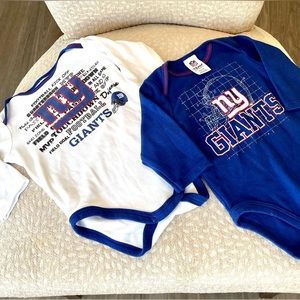 NY Giants Long Sleeve Onesies 0-3 Months